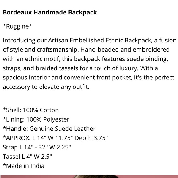 ❤️Adorable Ruggine Bordeaux Handmade Backpack - Picture 6 of 6